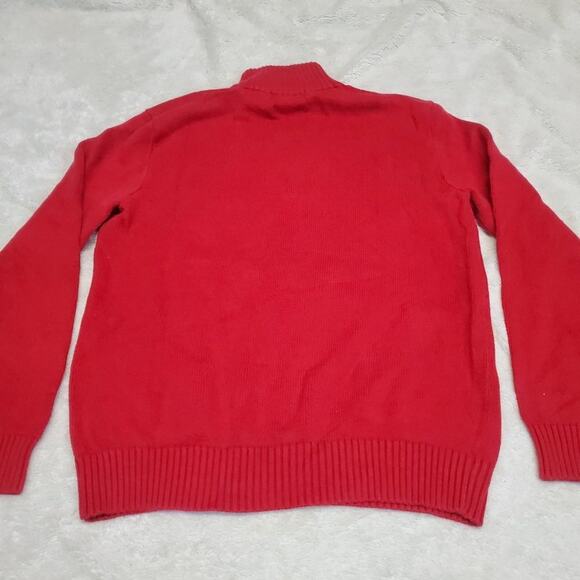 Polo Ralph Lauren Red 1/4 Zip Up Mockneck Knit Blue Pony Pullover Sweater Men M - Picture 2 of 6